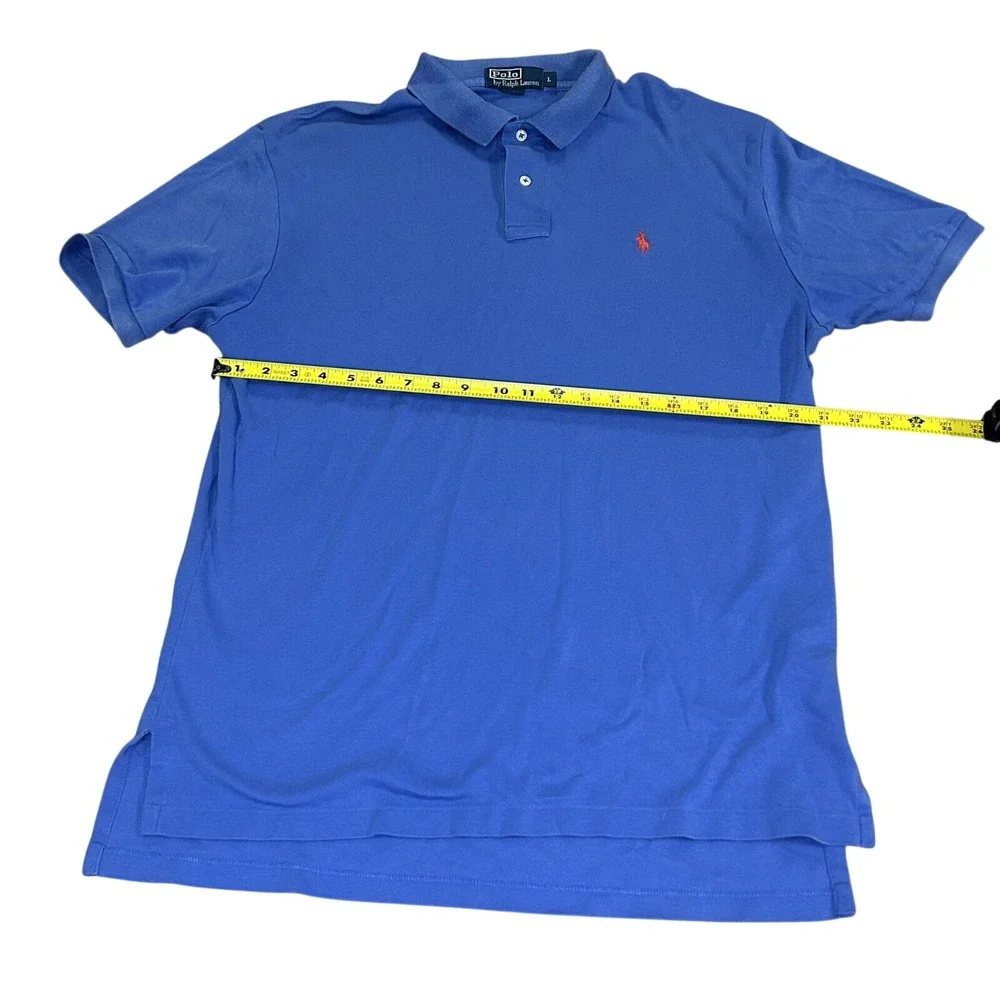 Ralph Lauren Polo Men's Cotton Shirt Short Sleeve Blue Soft Golf Rugby Sz L‎